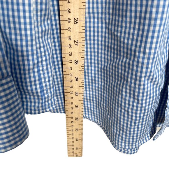 Izod Button Down Shirt Mens XXL Blue White Check Plaid Embroidered Logo Preppy - Picture 8 of 10
